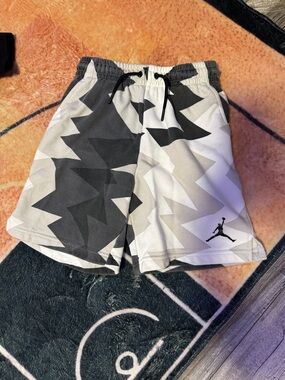Jordan Gray and Black Geometric Athletic Shorts